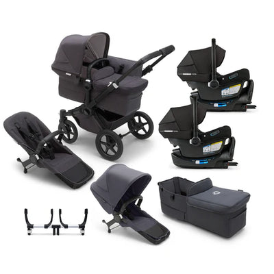 Bugaboo Donkey 5 Mono Complete Stroller + Duo + Bassinet + Bugaboo Turtle Air Shield By Nuna Car Seat Twin Travel System