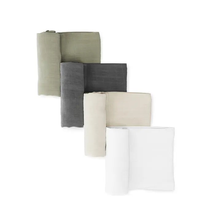 Naturepedic Organic Breathable Swaddle Blankets 4-Color Pack- Strolleria