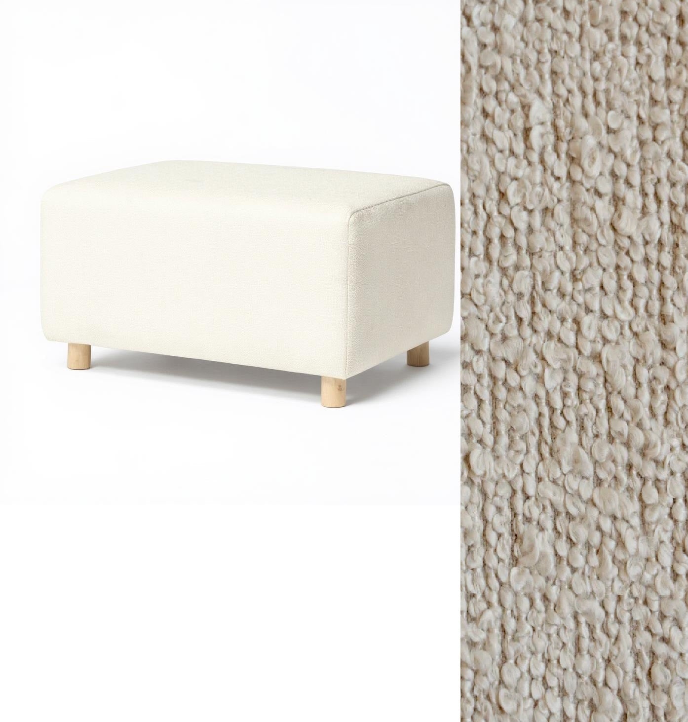 Oilo Ottoman Wide Rectangle Wood Base- Strolleria