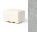 Fog Chenille Small Rectangle Ottoman Wood Base - Side Angle | Strolleria