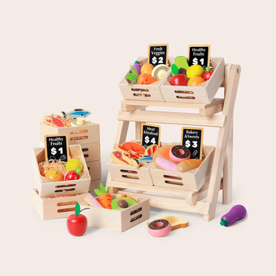 Tiny Land® Wooden Play Food For Kitchen (Without Rack)