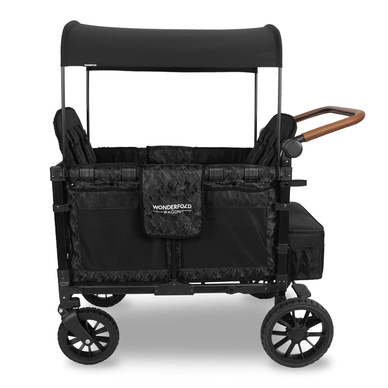 WonderFold W4 Luxe Quad Stroller Wagon - Canopy - Elite Black Camo