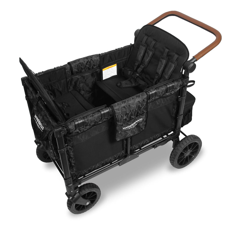 WonderFold W4 Luxe Quad Stroller Wagon - Seats - Elite Black Camo