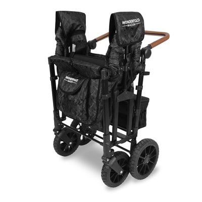 WonderFold W4 Luxe Quad Stroller Wagon - Folded - Elite Black Camo