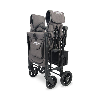 WonderFold W2 Elite Double Stroller Wagon - Folded - Charcoal Grey