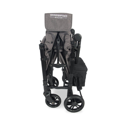 WonderFold W2 Elite Double Stroller Wagon - Folded -Charcoal Grey