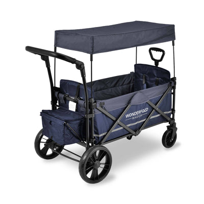 WonderFold X2M Push + Pull Double Stroller Wagon - Blueberry Blue