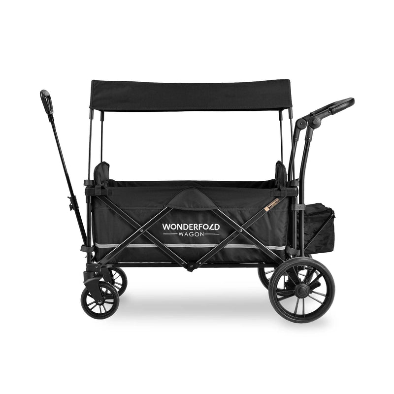 WonderFold X2M Push + Pull Double Stroller Wagon - Canopy - Stealth Black