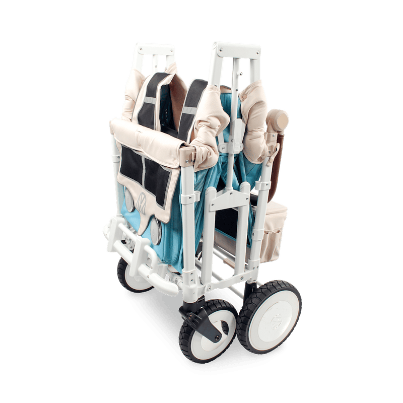 WonderFold VW4 Luxe Quad Stroller Wagon - Volkswagen Special Edition - Folded - Teal