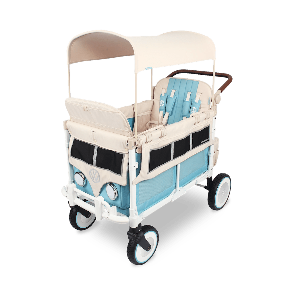 wonderfold w4 luxe quad stroller wagon details WonderFold VW4 Volkswagen Stroller Wagon Bondi Blue