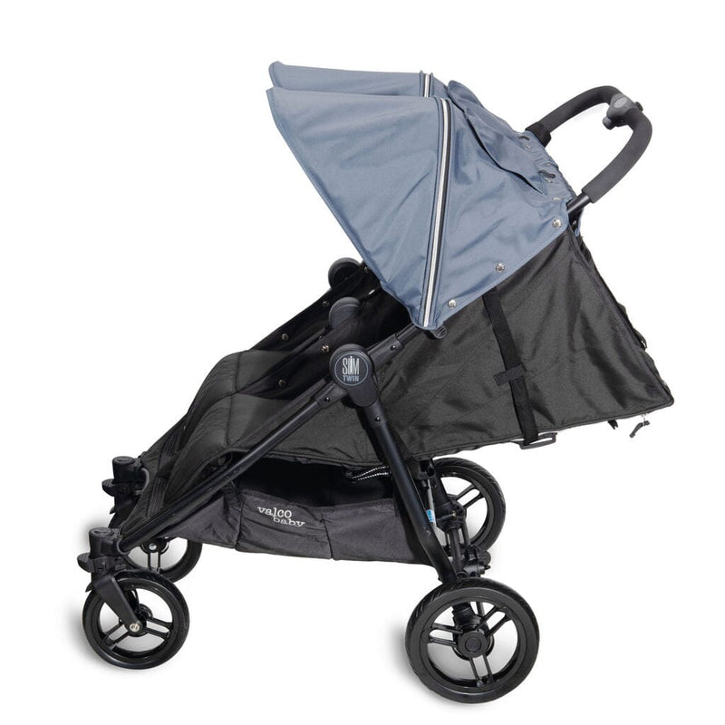 Valco Baby Slim Twin Double Stroller - Adjustable Canopy - Glacier