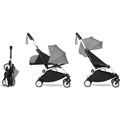 Babyzen YOYO2 Complete Bundle: Stroller Frame, 0+ Newborn Pack and 6+ Color Pack - White / Grey