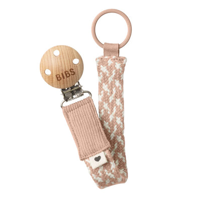 BIBS Pacifier Clip in Blush and Ivory.
