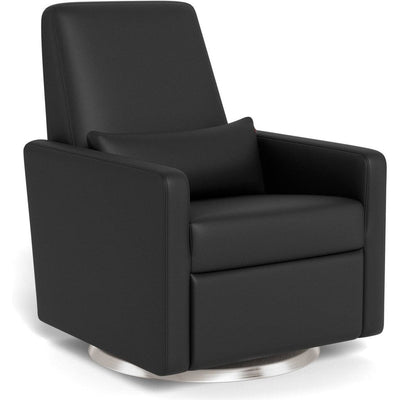 Monte Design Grano Glider Recliner - Natural Fabrics - Black Enviroleather / Stainless Steel