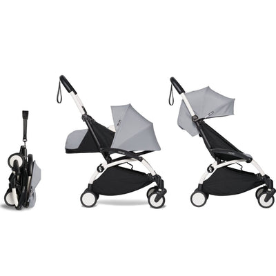 Babyzen YOYO2 Complete Bundle: Stroller Frame, 0+ Newborn Pack and 6+ Color Pack - White / Stone