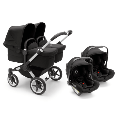 Bugaboo Donkey5 Twin Air stroller in black aluminum.