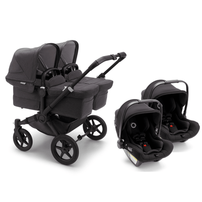 Bugaboo Donkey5 and Turtle Air Twin Travel System - Black / Washed Black - Refined Collection / Black