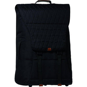 Black Quilted Joolz Stroller Travel Bag with Tan Leatherette Accents and Wheels - Front View | Strolleria