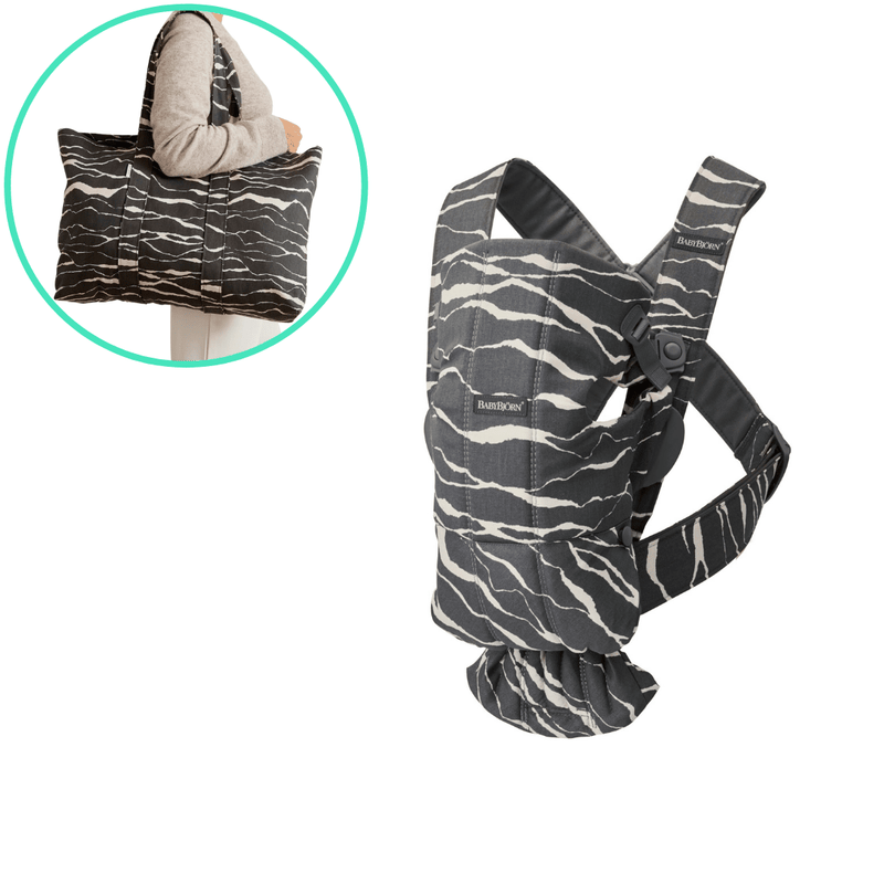 BabyBjörn Baby Carrier Mini - Landscape Print - Anthracite Cotton