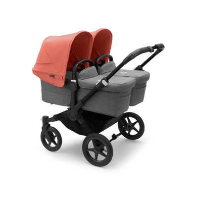 Bugaboo Donkey5 Twin Complete Stroller - Black / Grey Melange / Sunrise Red
