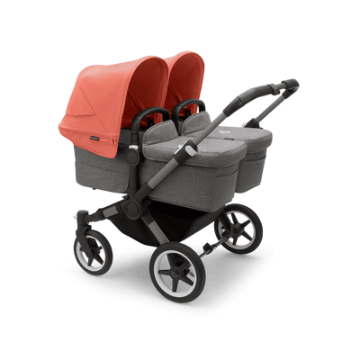 Bugaboo Donkey5 Twin Complete Stroller - Graphite / Grey Melange / Sunrise Red