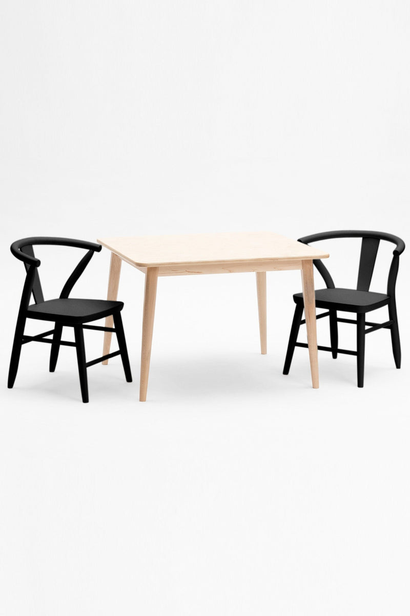 Milton and Goose Crescent Kids Natural Wood Table Black Chairs