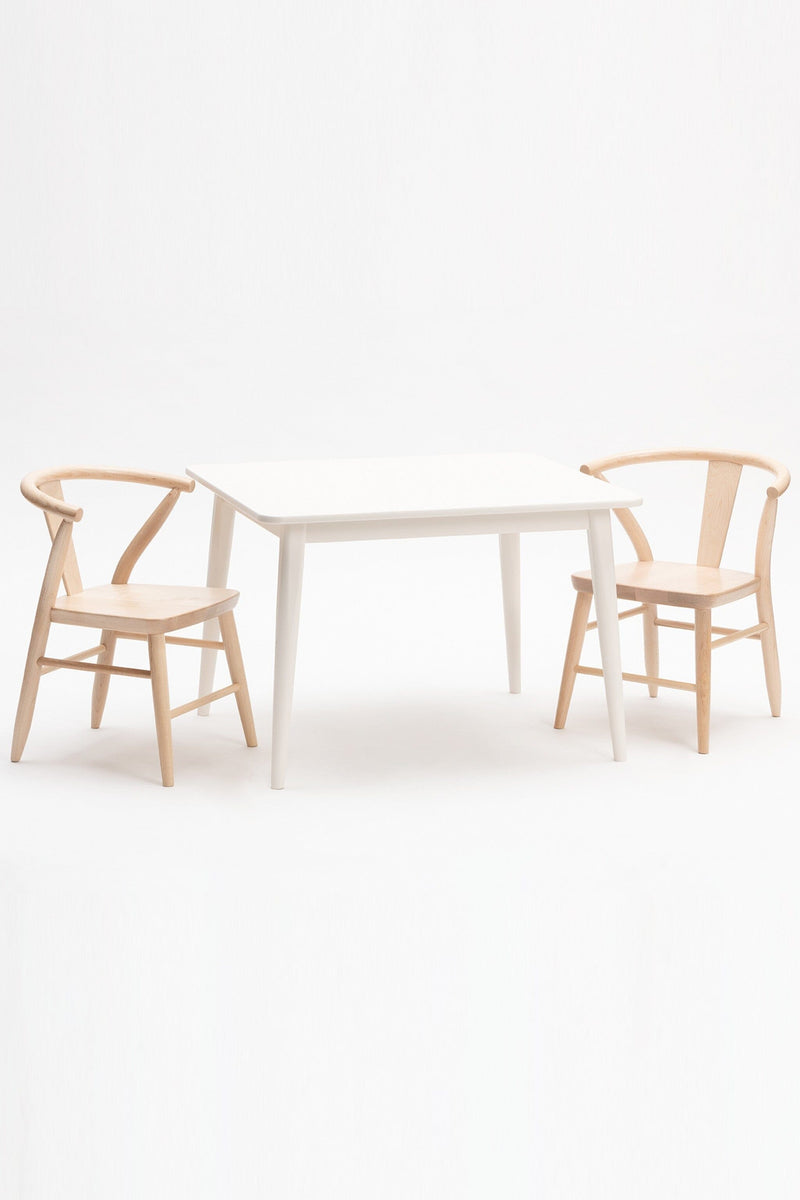 Milton and Goose Crescent White Table Natural Wood Chairs