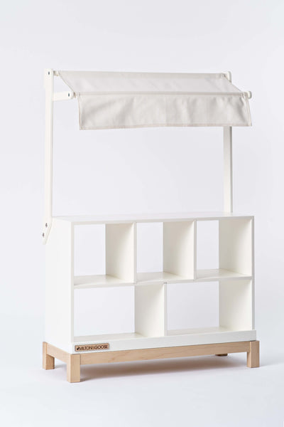 Milton and Goose Wooden Market Stand White, White Canopy Angled