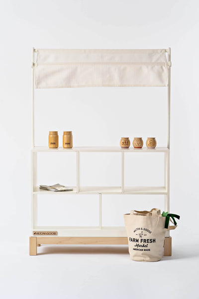 Milton and Goose Wooden Market Stand White White Canopy Styled