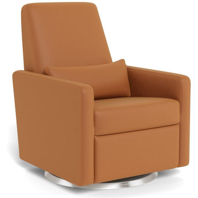 Monte Design Grano Glider Recliner - Natural Fabrics - Tan Enviroleather / Stainless Steel