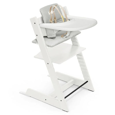 Stokke Tripp Trapp High Chair - Complete Bundle - White with Nordic Grey Cushion