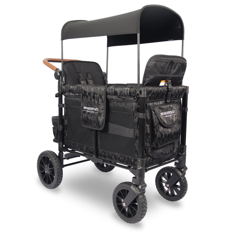 WonderFold W2 Luxe Double Stroller Wagon - Canopy - Elite Black Camo