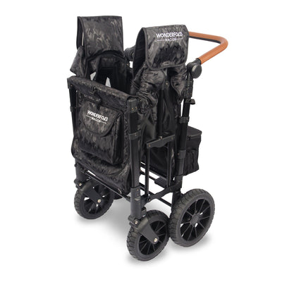 WonderFold W2 Luxe Double Stroller Wagon - Folded - Elite Black Camo