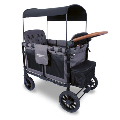 WonderFold W4 Luxe Quad Stroller Wagon - Charcoal Gray with Black Frame