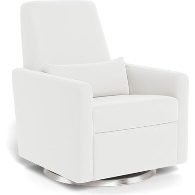 Monte Design Grano Glider Recliner - Natural Fabrics - White Enviroleather / Stainless Steel