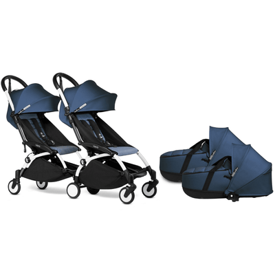 Babyzen YOYO2 Connect Twin Complete Stroller - White / Air France Blue