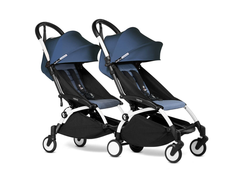 Babyzen YOYO2 Connect 6+ Double Stroller - White / Air France Blue