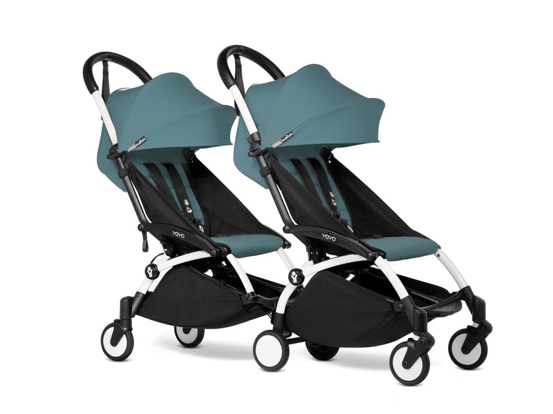 Babyzen YOYO2 Connect 6+ Double Stroller - White / Aqua