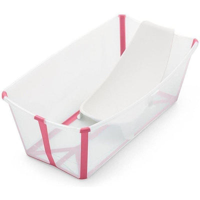 Stokke Flexi Bath Bundle - Tub and Newborn Support-Transparent Pink-531603-Strolleria